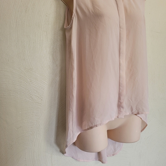 Chloe K Pink Chiffon and Lace Sleeveless Button Down Blouse Size Women's Small - Picture 3 of 9